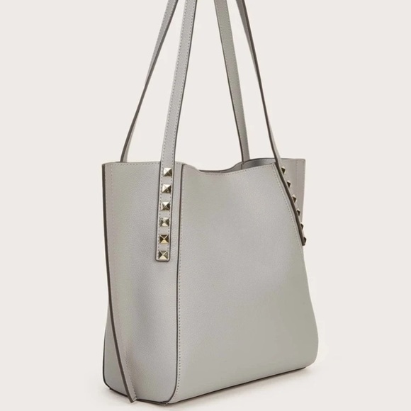 🆕LAST ONE!🛍Grey Vegan Leather Studded Tote - Picture 2 of 5